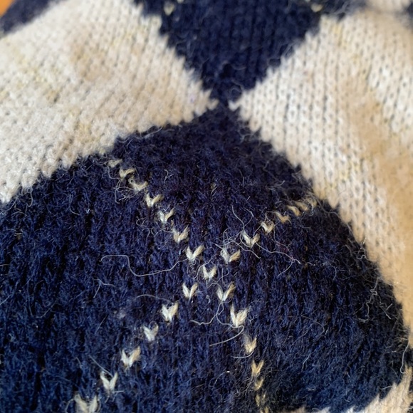 Vintage Navy Blue and White Argyle Sweater Vest - Picture 8 of 10